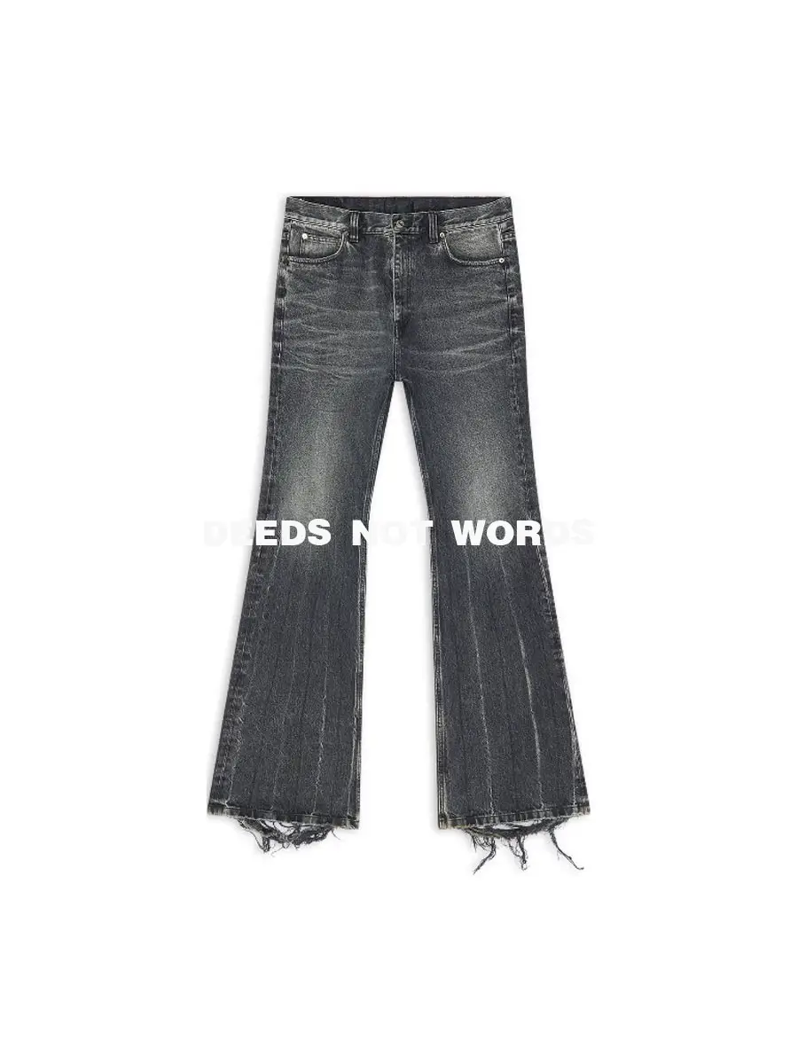 Deeds Not Words Retro Washed Black and Gray Flared Denim Paris Lost Video Tape