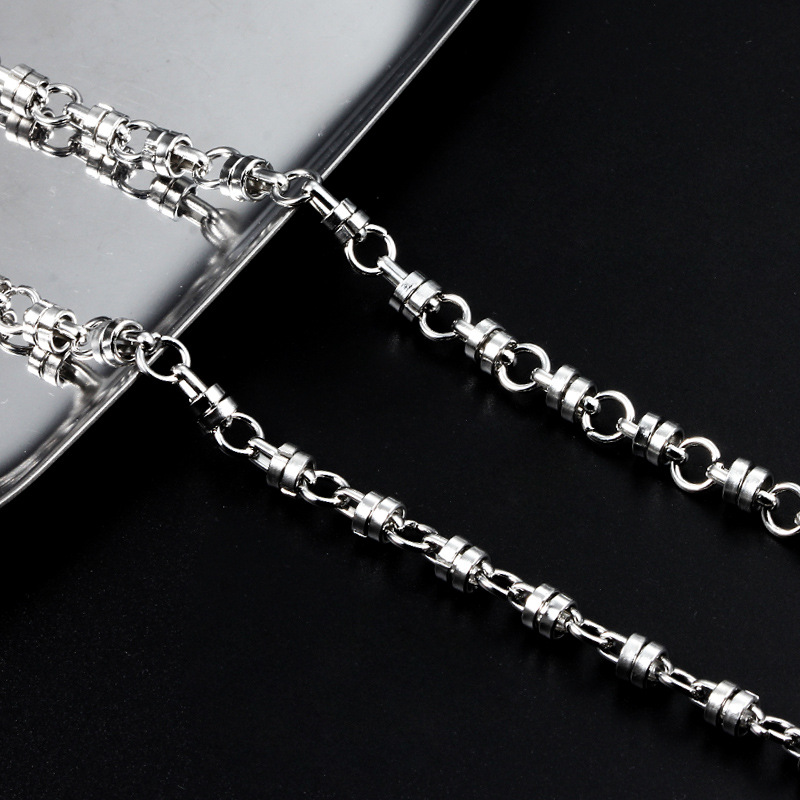 Stainless Steel Double Pearl Chain Jewelry Chain diy Necklace Bracelet Fashion Light Luxury Niche Pendant Metal Chain Accessories