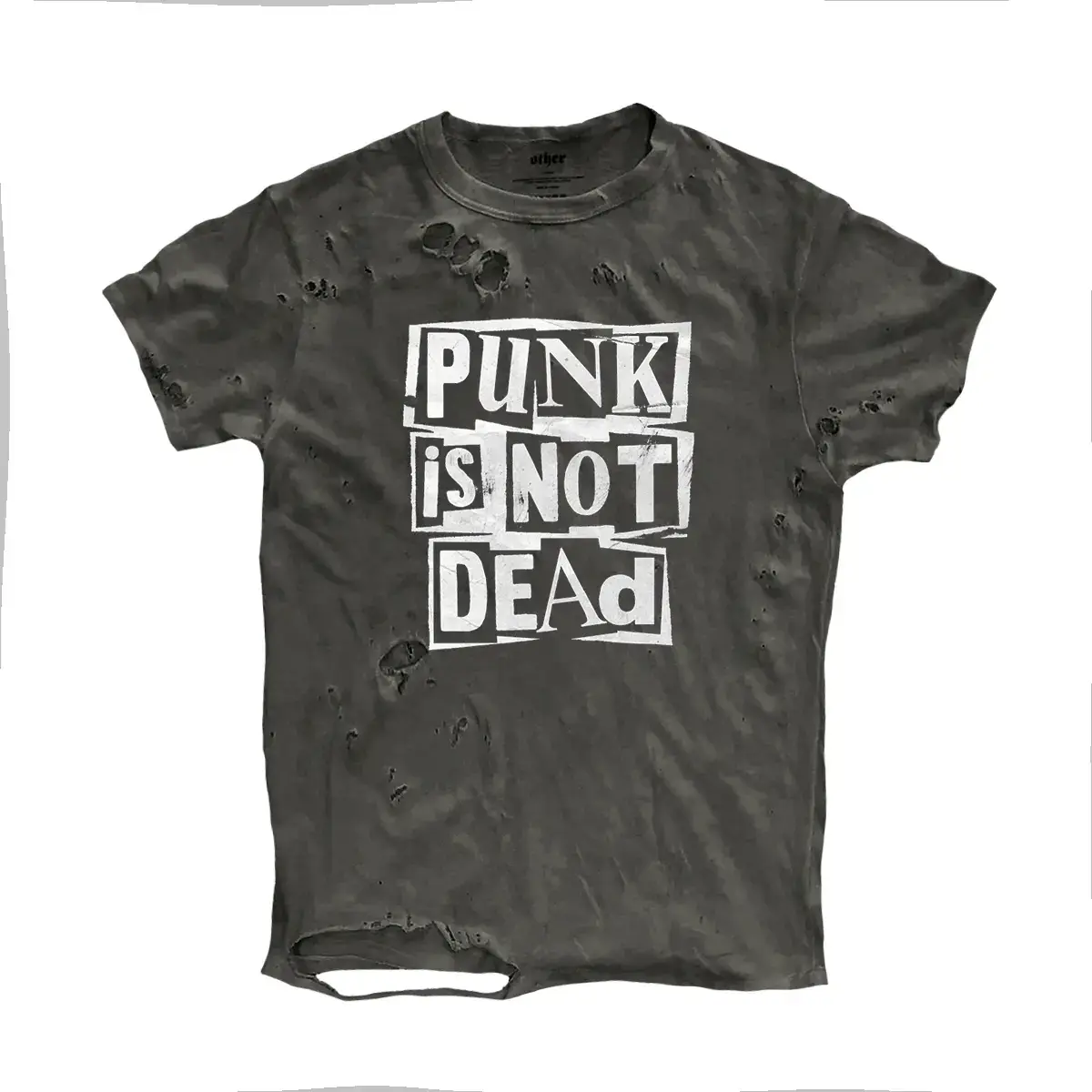 Shilong Shibu“Punk Is Not Dead Punk Undead” Creative Text Phrases ins Short Sleeve T-Shirt