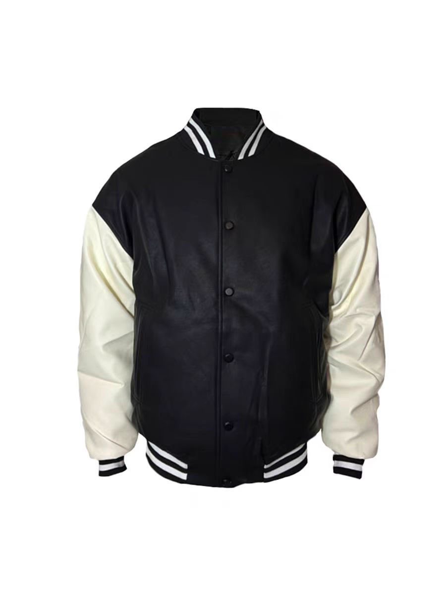 Men's Casual Heavy-Duty Leather Jacket with Cotton Lining, Pu Leather, Thickened, Stylish High Street Style, Winter Mesh Short-Sleeve Jacket