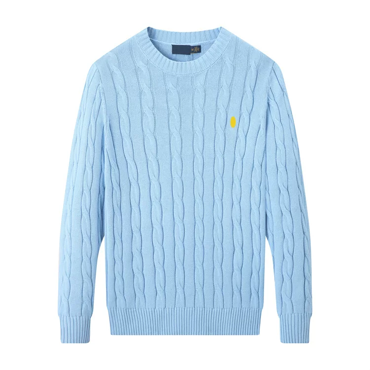 Spring and Autumn Men's Sweaters Knitwear Casual Winter Warm Pullover Round Neck Fried Dough Twists Long Sleeve Coat Small Standard Sweater