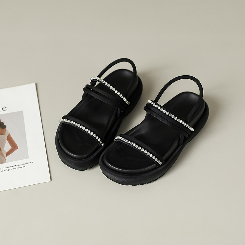 High-Heeled Pearl Sandals for Women, Summer 2026 New Style, Platform Thick-Soled Roman Sandals, Fairy Style, Suitable for Pairing with Dresses
