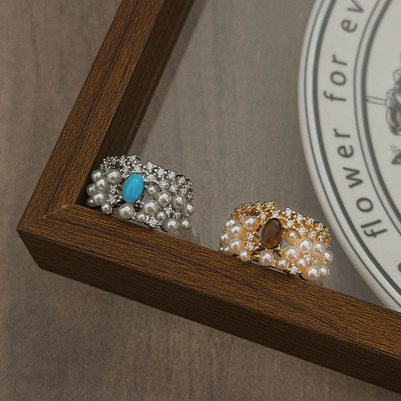 Light Luxury and Gorgeous Style, Full of Diamonds, Zircons and Colored Gems, Wide-Faced Heavy-Duty Open Ring, Niche High-End Stacking Ring