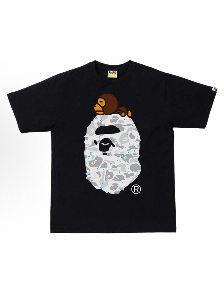 Cross-Border Export Wholesale Bape Trendy Ape Head Heavy Cotton Short-Sleeved Shark Monkey Men's and Women's T-Shirt Tops