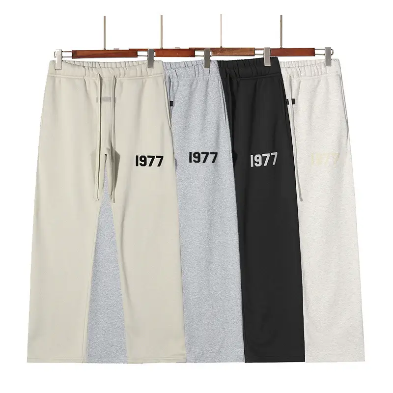 Cross-border tide brand FOG rewire ESSENTIALS Season 8 1977 Flocked Casual Pants Men's and Women's High Street Sweatpants