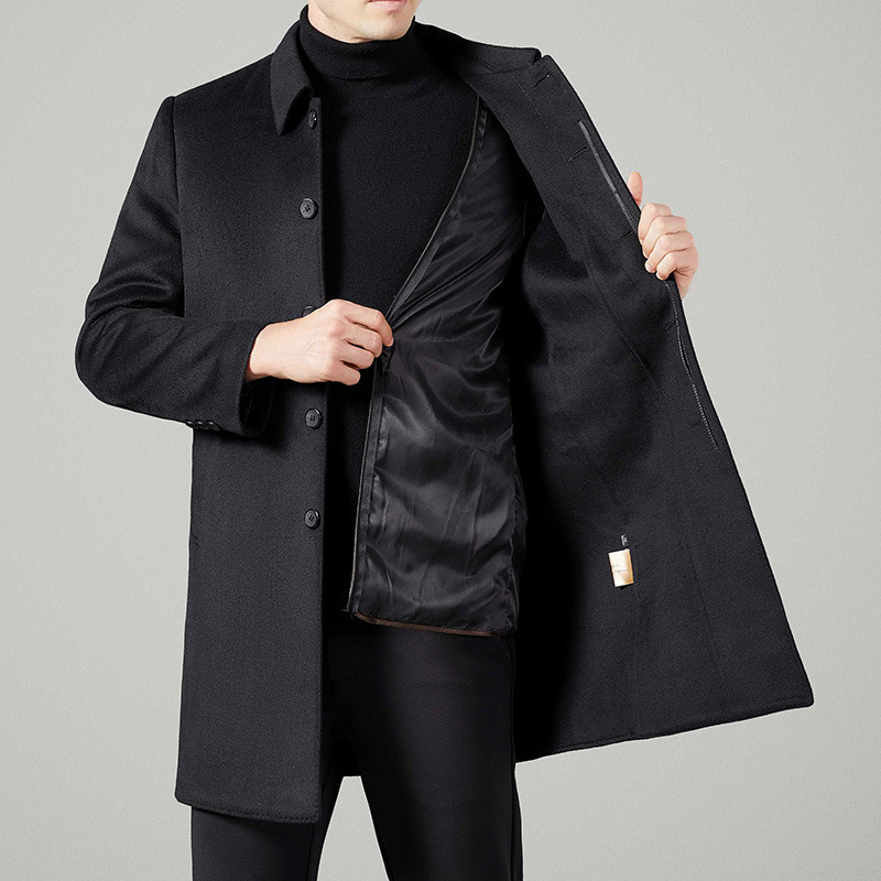 Counter Double-Sided Woolen Coat Men's Mid-length Thickened Middle-aged Wool Coat Detachable Down Liner Woolen Coat