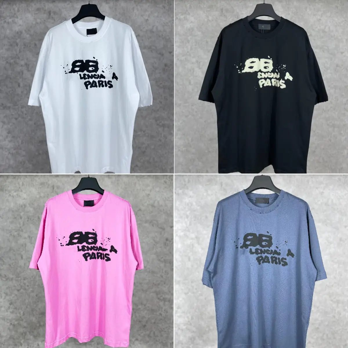 Paris 2024 summer new B family BB hand-painted graffiti letters printed loose round neck men and women couples short sleeve T-shirt