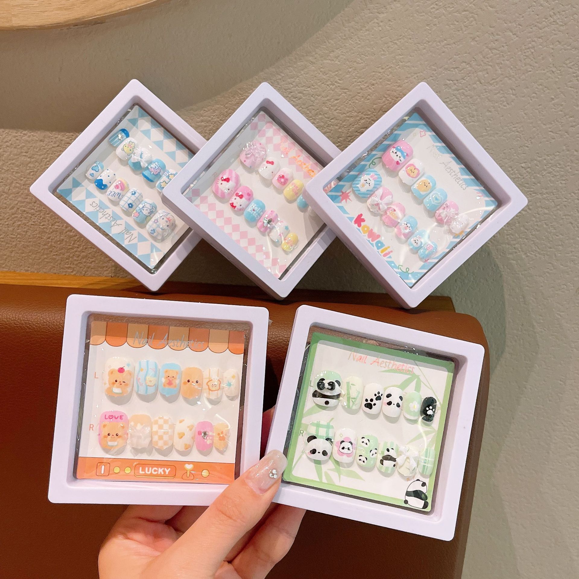 New Children's Wearing Armor Sanrio Stereo Nail Paste for Girls Nail Art Semi-Handmade Detachable Self-adhesive Waterproof Paste