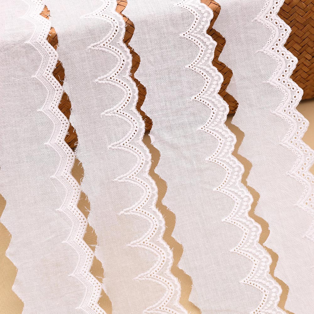 White children's clothing cotton embroidery lace accessories home soft decoration unilateral wave lace wholesale
