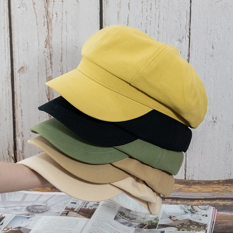 Hat female beret summer thin Korean style fashionable ins Japanese style octagonal hat peaked cap autumn and winter black painter autumn