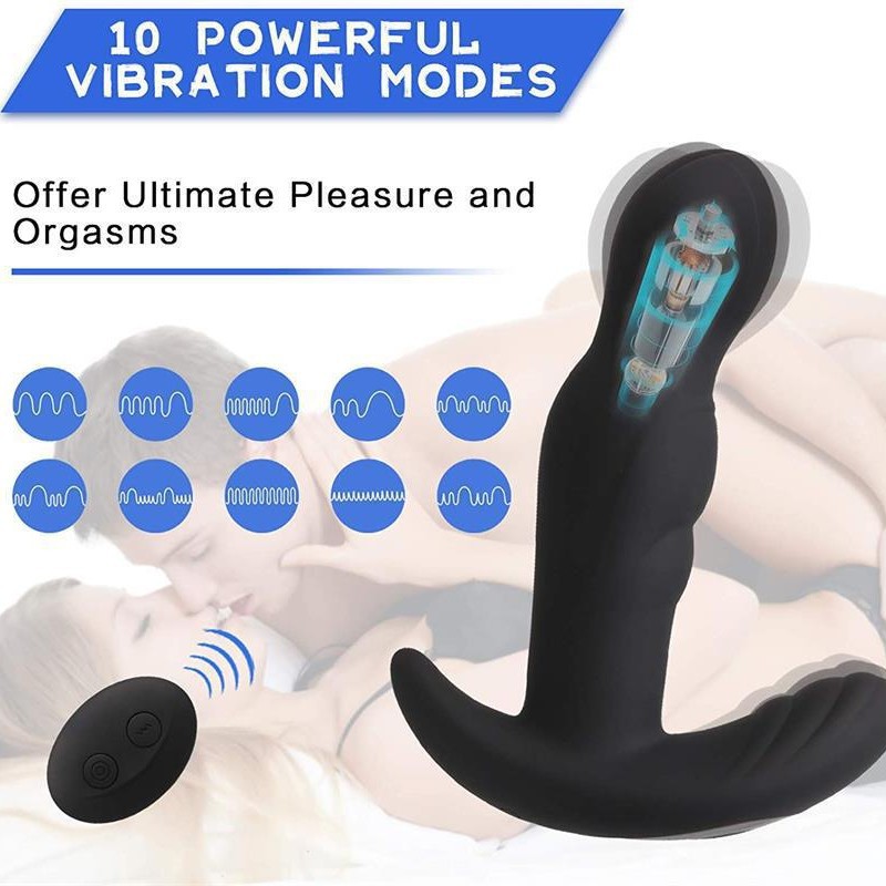 The New 10 frequency vibration rotating prostate massager before and after stimulating men and women's posterior anus plug masturbation sex toys