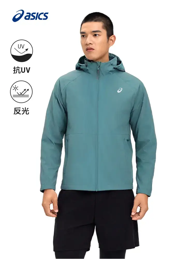 Asics Men's Anti-Uv Running Jacket Men's Sun Protection Reflective Printed Hooded Sports Jacket