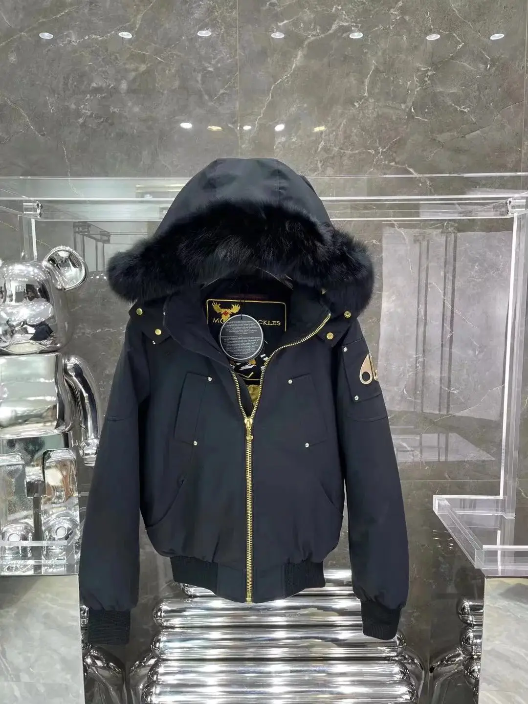 GOLD SCISSORS 02 Men's MOOSEKNUCKLESStagLake Jacket Down Jacket Fabric with 75d*150d Cotton Nylon Waterproof Outer Layer, Gold with Chip