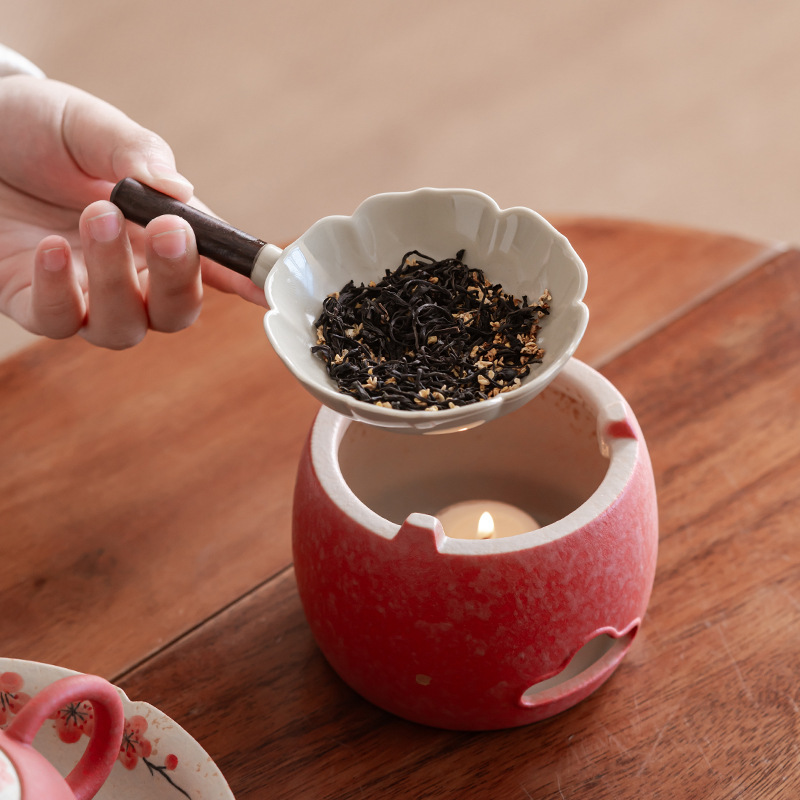 Tea Roasting Device, Orange Tea Roaster, Tea Brewing Stove, Tea Warming Stove, Candle Base Heating, Tea Leaf Baking Stove, Ceramic Base, Three Colors