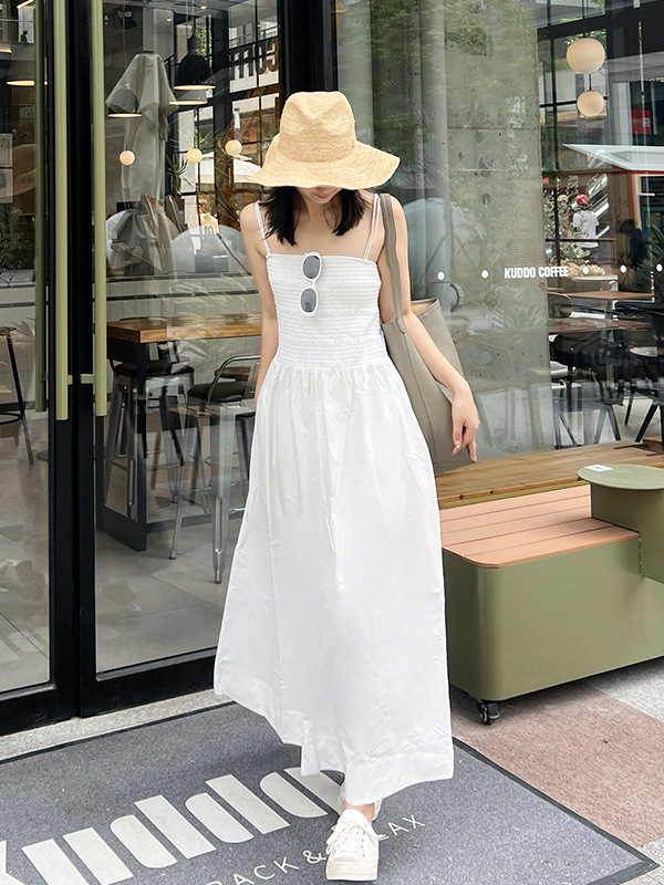 2026 Summer Slim-Fit Patchwork Strapless Waist-Cinching Dress Vacation Style Casual Women's Summer High-End Fashion