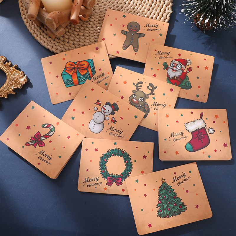Amazon Hot Christmas Greeting Cards Vintage Creative Fold Card Santa Claus Holiday Wishes Message Card Set
