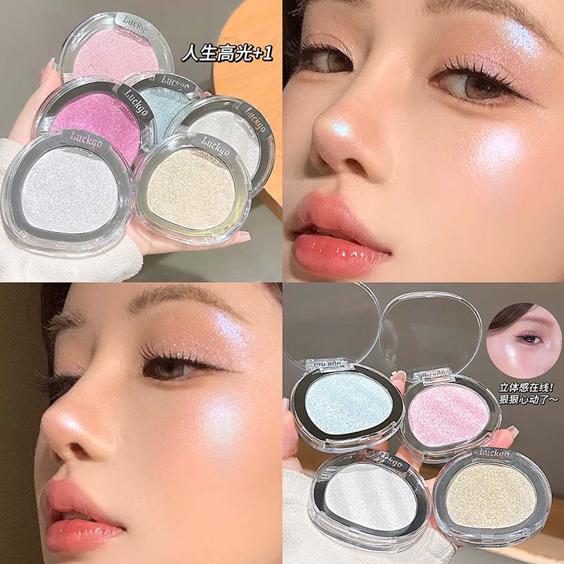Luckgo Light Highlighting Powder for a Delicate Face Brightening, Natural Contouring, and Fine Shimmer at an Affordable Price for Students, Cross-Border Makeup