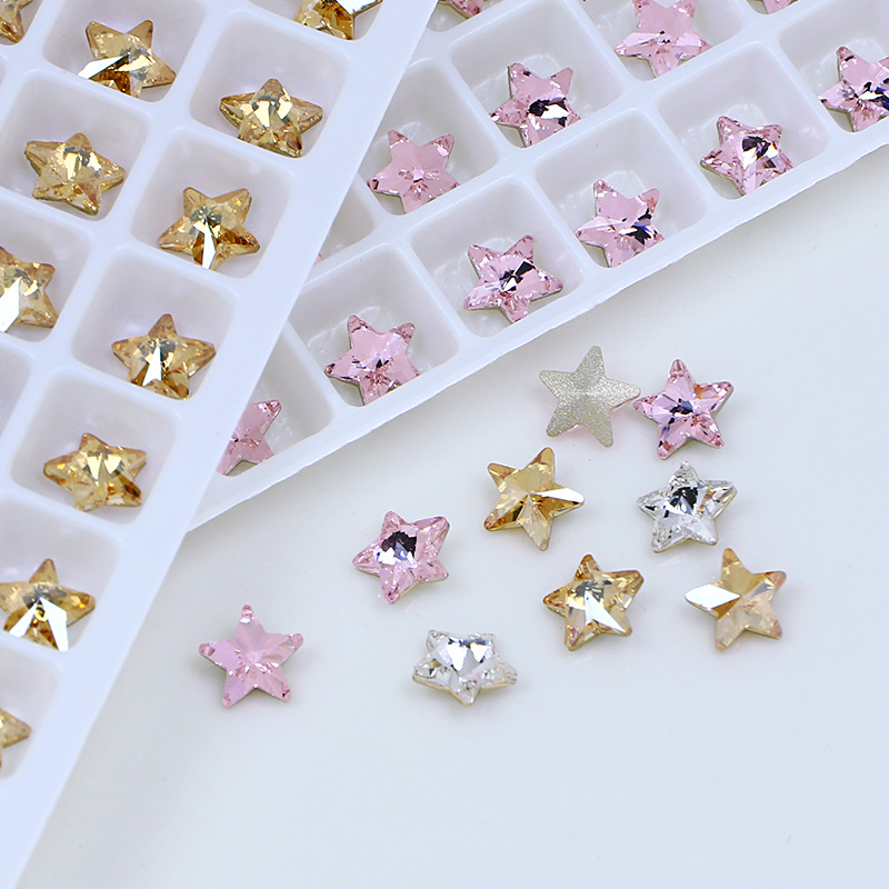 Dongzhou Crystal 5mm Pentagram Nail Art Rhinestones, High-Quality K9 Dongzhou Rhinestones, Christmas Atmosphere Nail Art Decorations