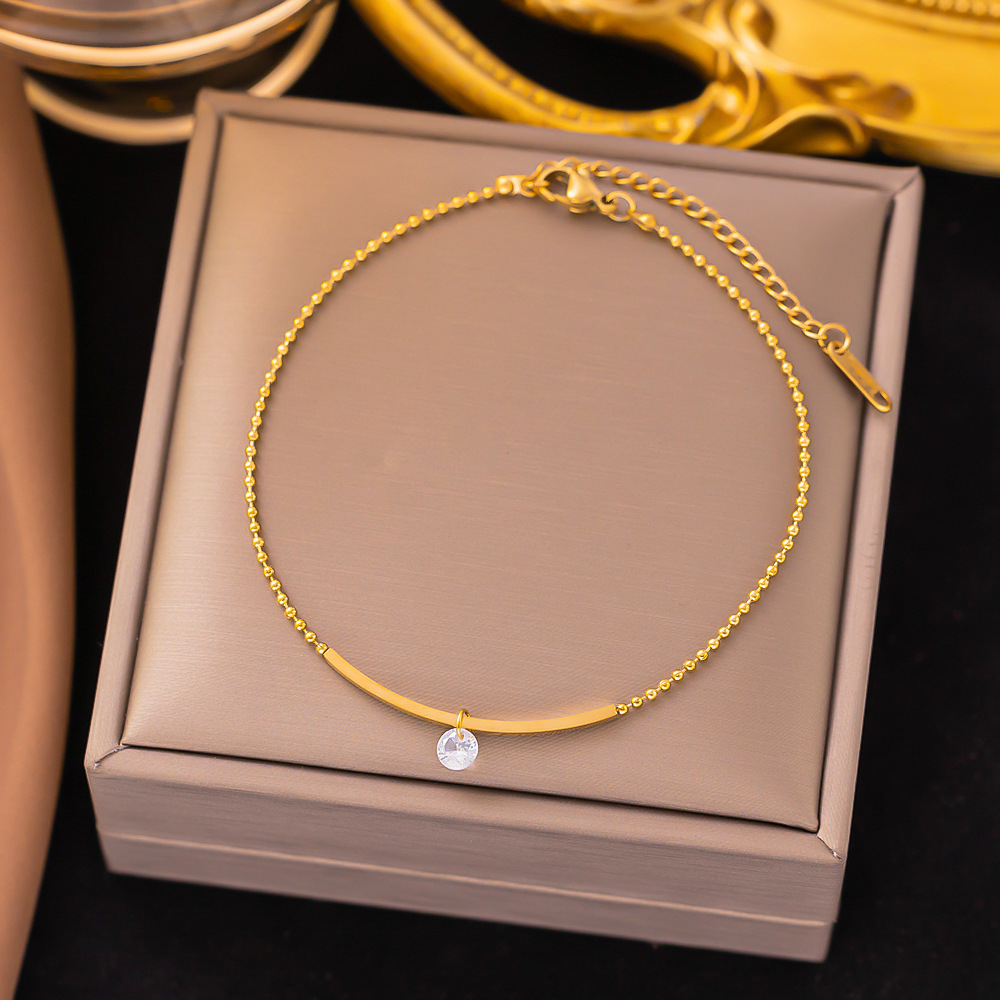 Europe and the United States cross-border 2023 new fashion summer ladies 18K gold smile zircon ins anklet women's simple do not fade