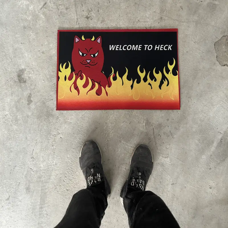 Ripndip Dont Let the Cops in Middle Finger Cat Carpet Mat