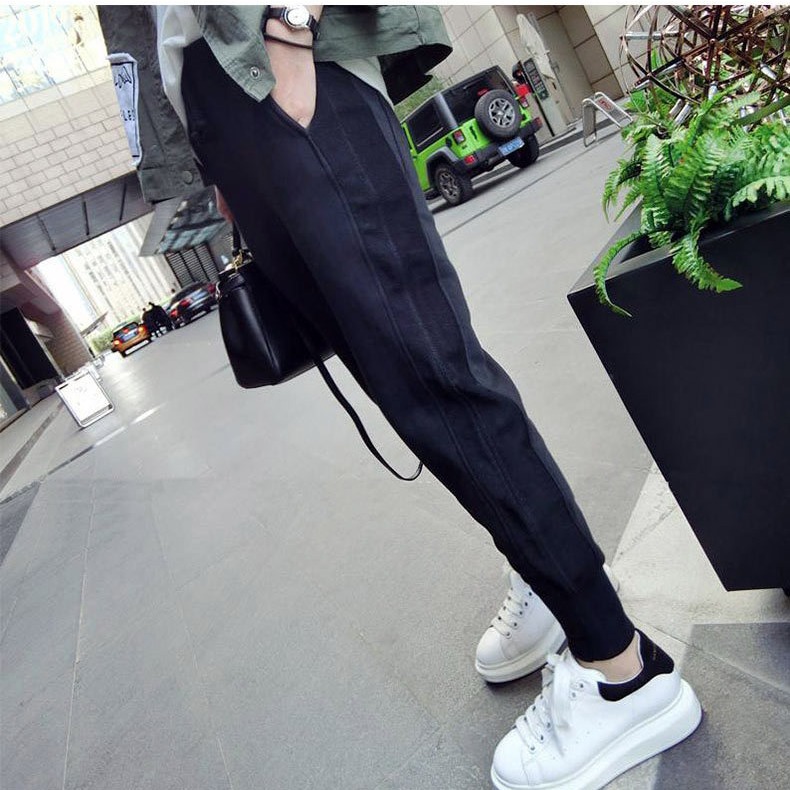 Black Casual Harem Pants for Women, Suitable for Spring, Autumn, and Winter, with a High-End Feel, Versatile for Walking and Commuting, Petite Size, Slim Fit Long Pants