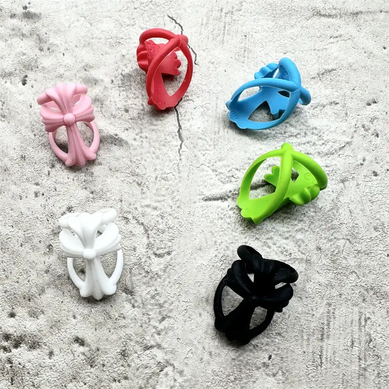 PYC Trendy Cross Resin Rubber Ring Men Women Niche Retro Punk Style Couple Colorful Ring