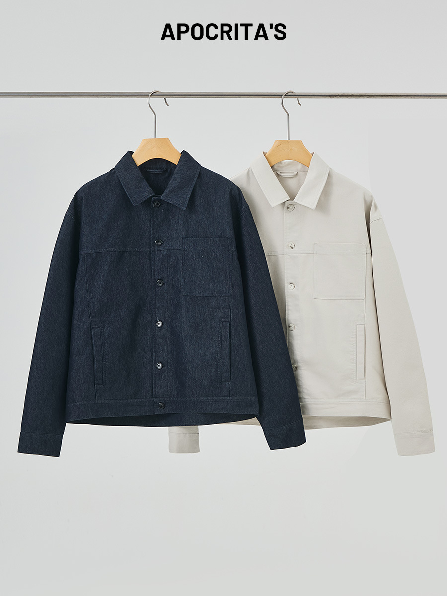 Apo Men's Clothing | Cross-Border Men's Jacket 2026 Spring and Autumn Season High-End Stylish Loose Workwear Casual Denim Jacket