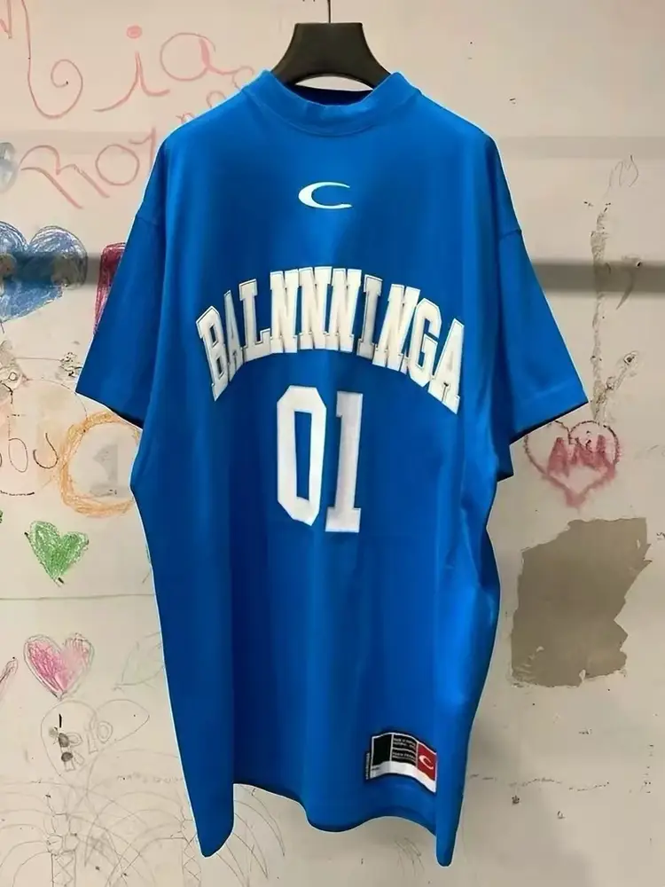 25Ss Summer Paris Style New Basketball Sports Embroidered Logo Printed Pure Cotton No. 01 Jersey Short-Sleeved T-Shirt for Men
