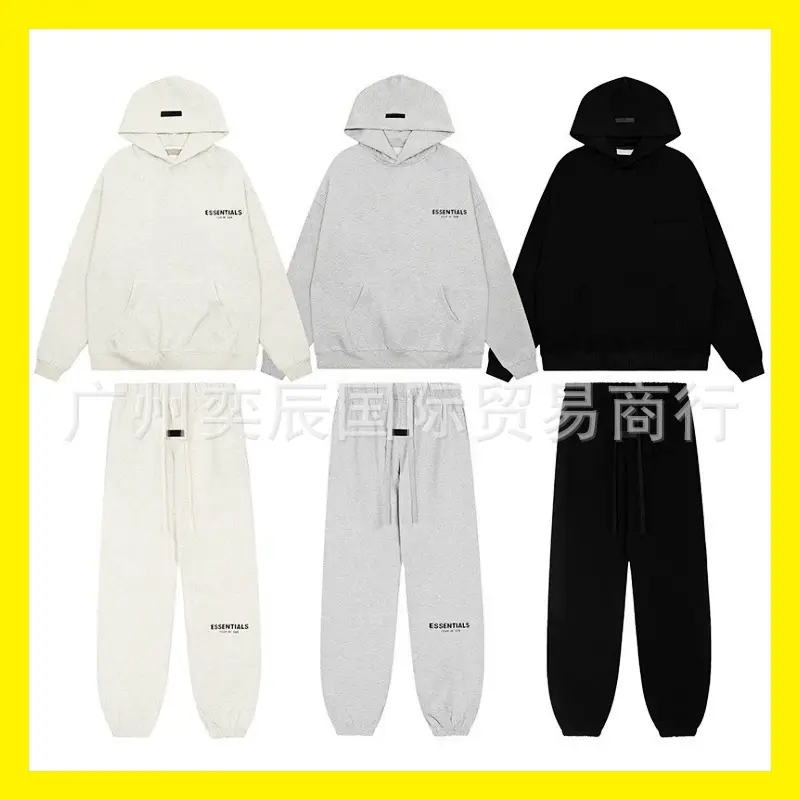 2022Ss Hooded Sweatshirt Black Letter Flocking Fog Multi-Thread Essentials New Trendy Brand Cross-Border Hot Sale