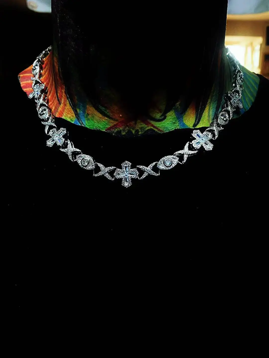 Mr.Blingggggg Fashion hip hop Jewelry 8mm Mobius Eyes Cross Cuban Chain