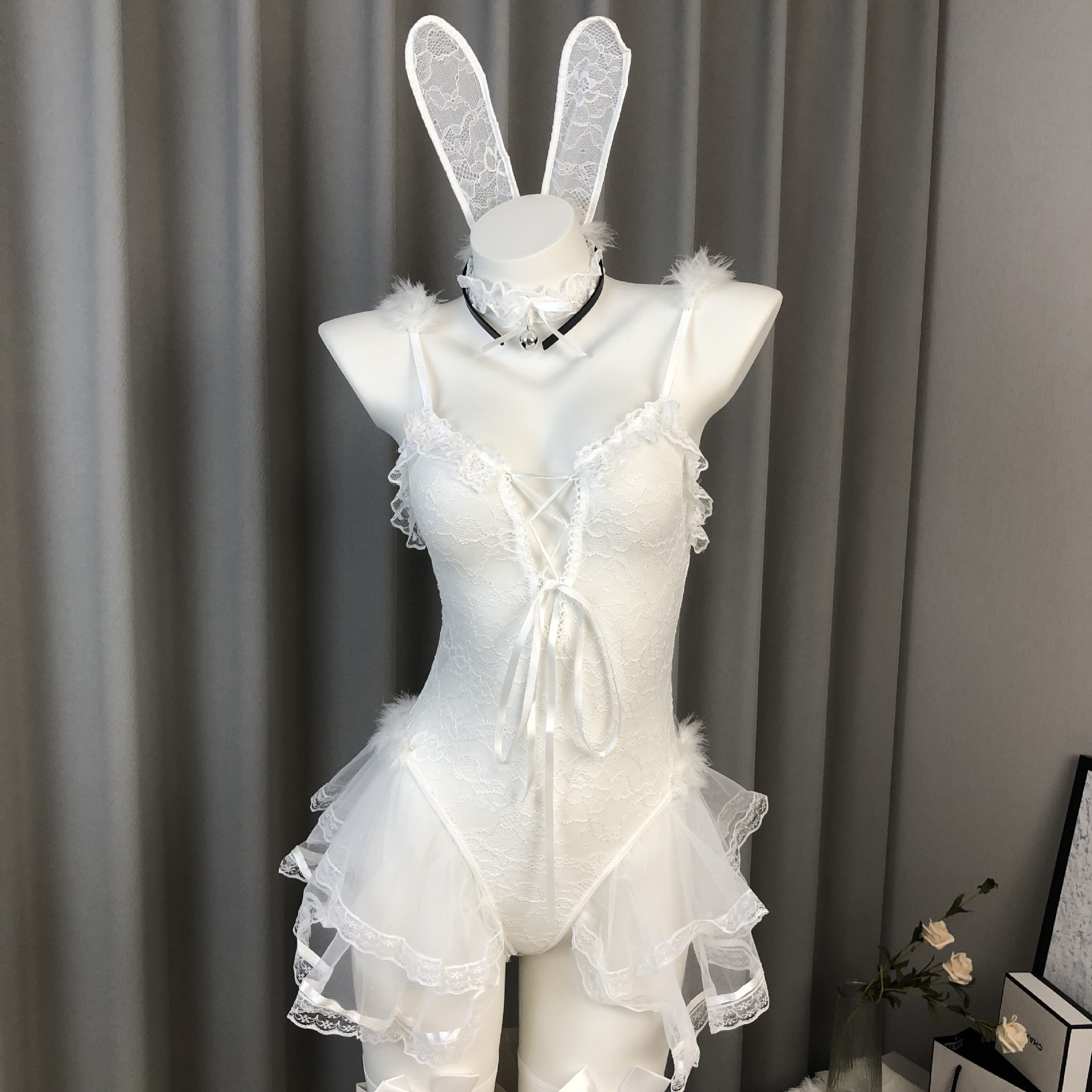 Bunny Girl Cosplay Pajamas Women's Sexy Pure Desire Couple Fun Transparent Suspender Lace Qqny Underwear