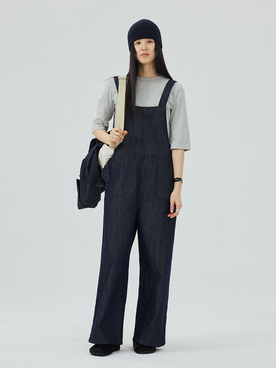 Vintage Slimming Denim Wide-Leg Overalls for Women 2026 Spring New Style Pants 90319
