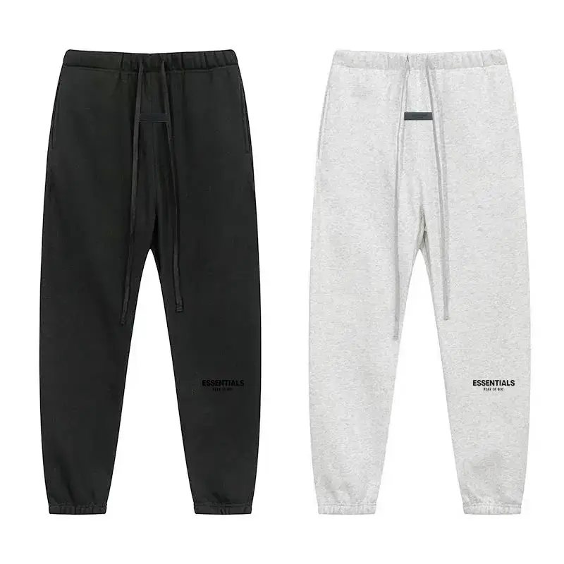 New Essentialszone Eighth Season Flocked Small Label Casual Pants for Men and Women, High Street Fashion Brand Style Fog