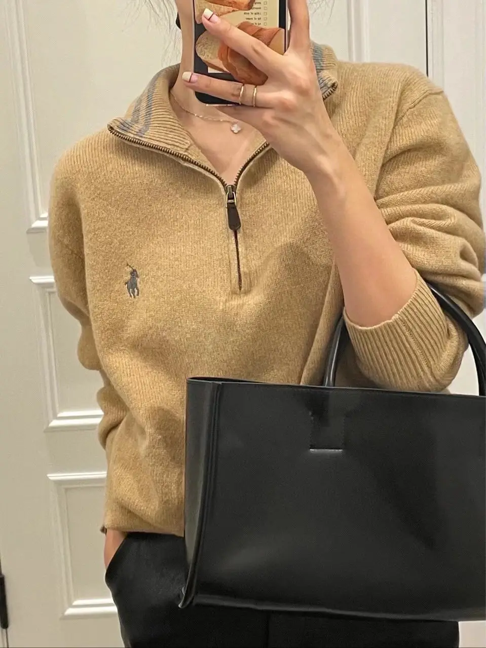拉夫古着半拉链战马刺绣卫衣男女宽松