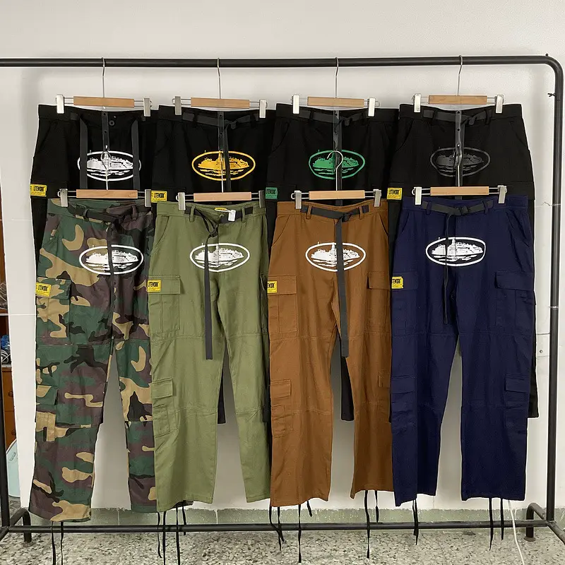 Cross-Border Export, One Island, Multi-Flap Pocket Pants Elastic Casual Cargo Pants for Men and Women, Loose High Street Casual Pants for Couples, Trendy
