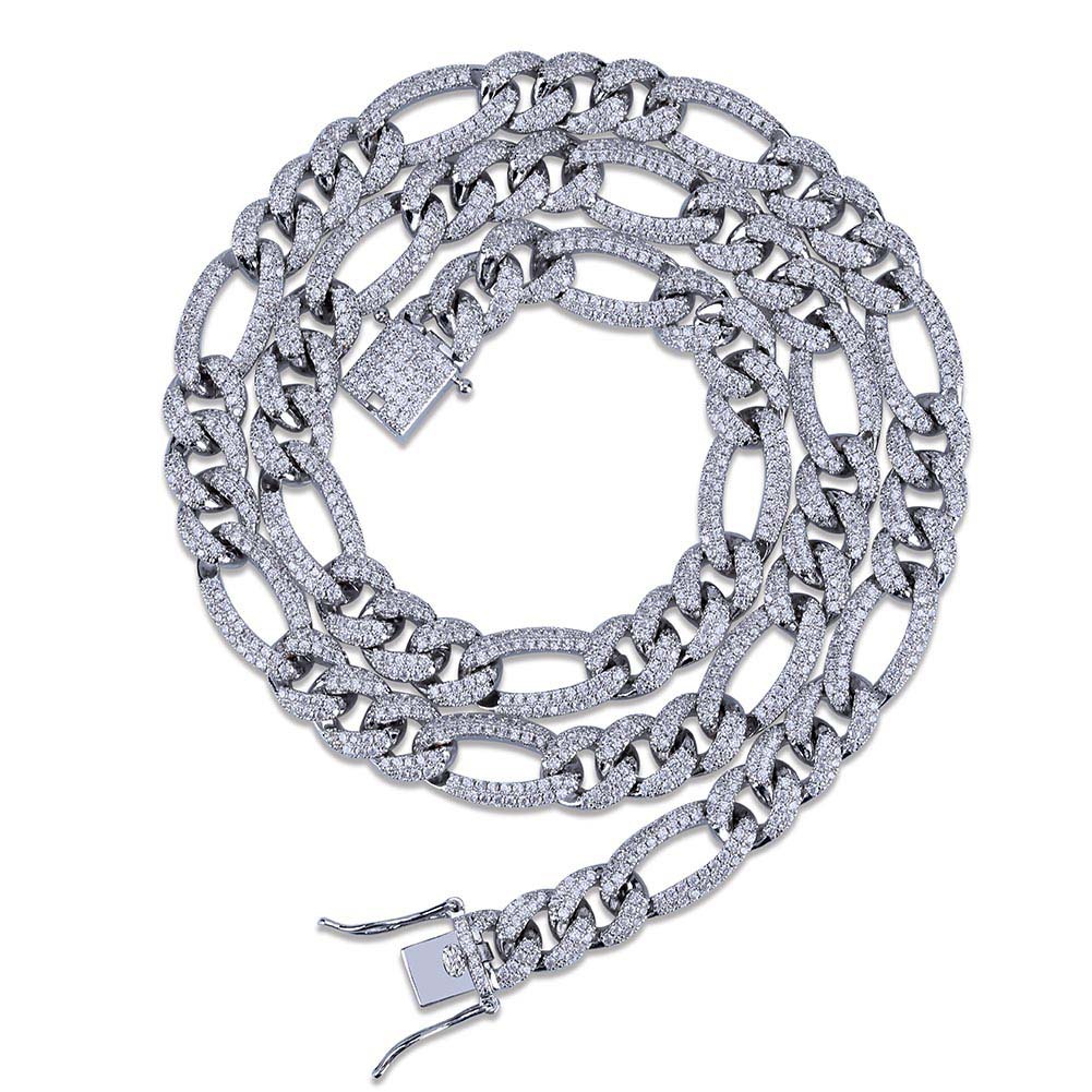 hiphop European and American hip hop Figaro necklace full diamond copper inlaid zirconium trend men's bracelet cross-border wholesale
