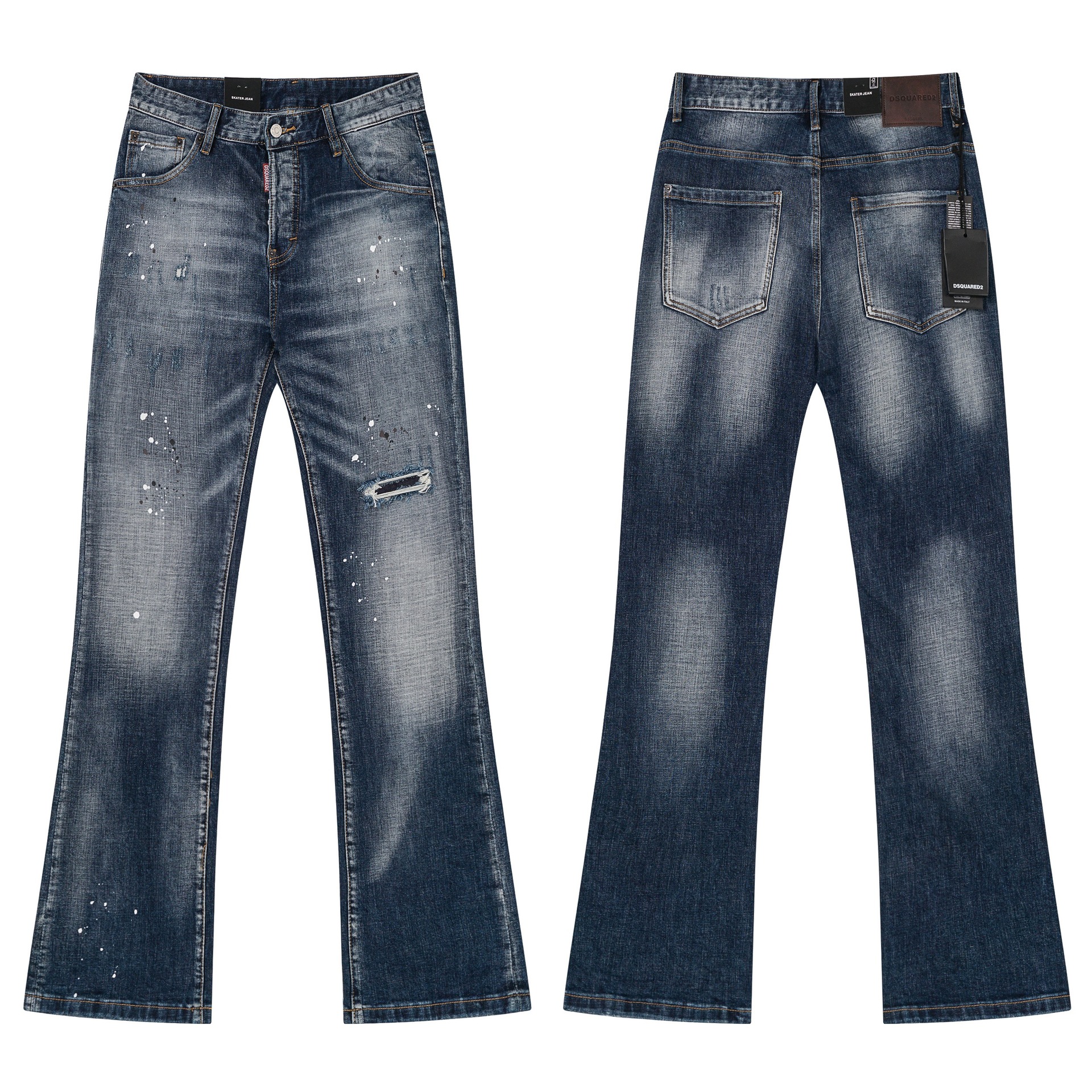 Cross-Border Trendy Brand Foreign Trade Dsquared2 Flared Jeans Trendy Brand European and American Style Washed Ripped Hip-Hop Men's Fashion