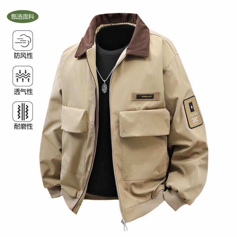 Overwear Lapel Jacket Men's Loose Casual Aviator Jacket New Fashion Brand Couple's All-match Overwear Jacket Coat