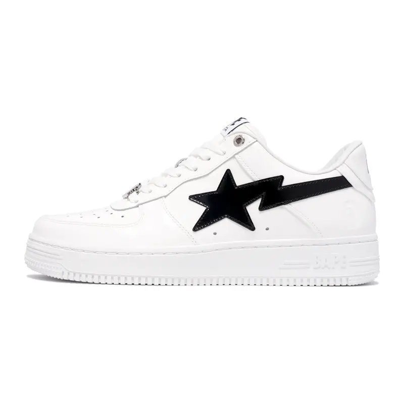 Bape Sta Men's Shoes Spring and Summer Contrast Color Star Logo Glossy Patent Leather Casual Shoes 191302 M