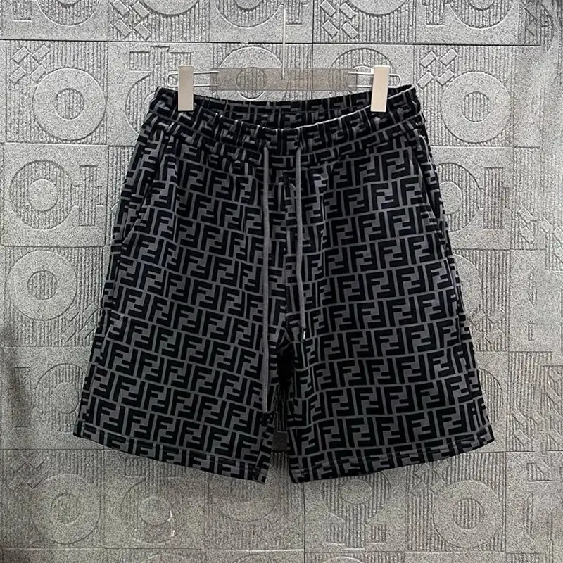 2025 New Ff All-Over Logo Printed Drawstring Shorts for Men, Versatile, Fashionable, Loose, Elastic Waistband, Five-Point Shorts, Beach Shorts for Men and Women