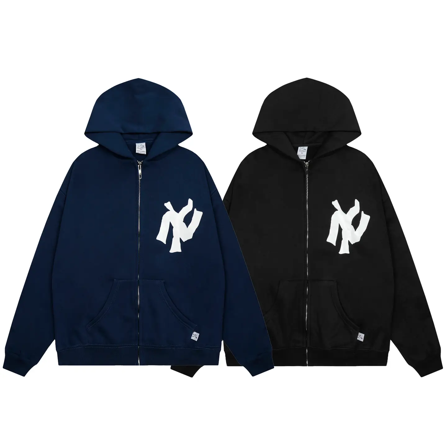 Akimbo Club Men's NY Logo Zip-Up Hoodie Navy Black
