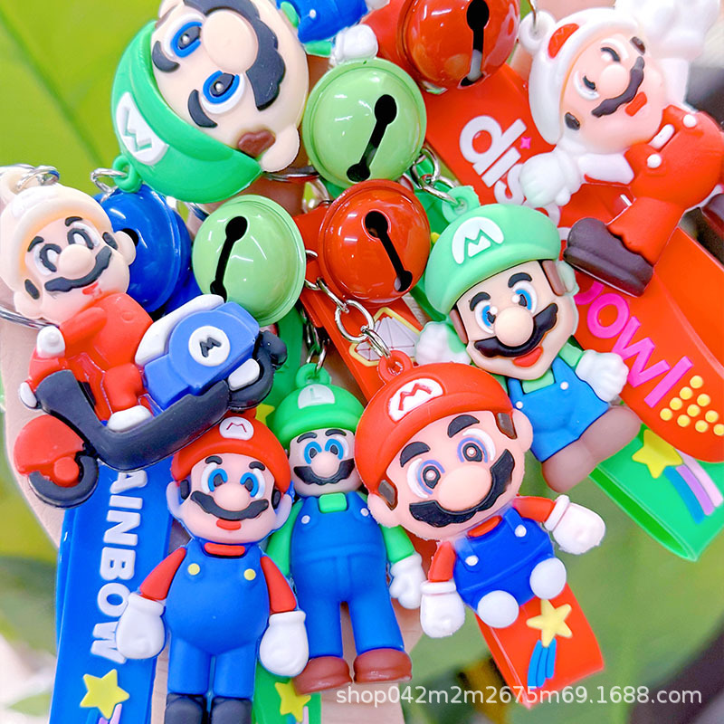 New Cartoon Mario Keychain Car Keychain Bag Pendant Claw Machine Pendant Small Gift Wholesale
