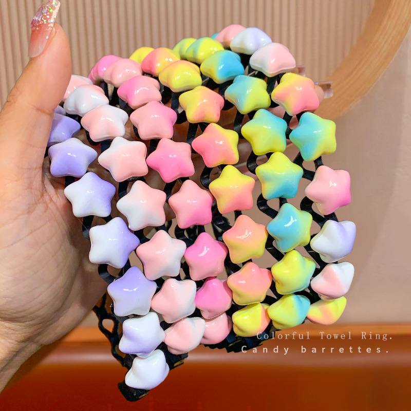 Girl's Broken Hair Hoop Gradient Hair Finishing Cute Girl's Color Cartoon Hair Hoop