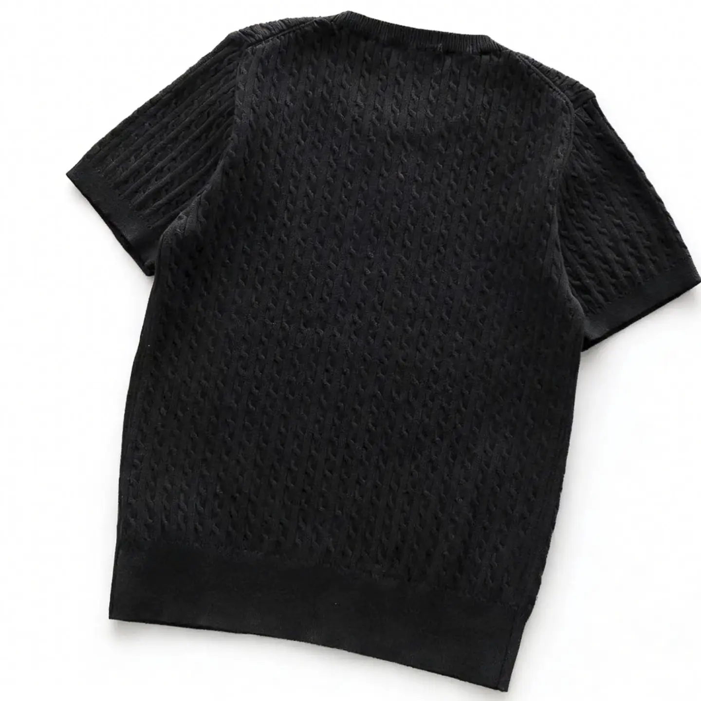 Short-Sleeved Shirt with Two Colors, Five String Patterns, and Hook Design 55040253