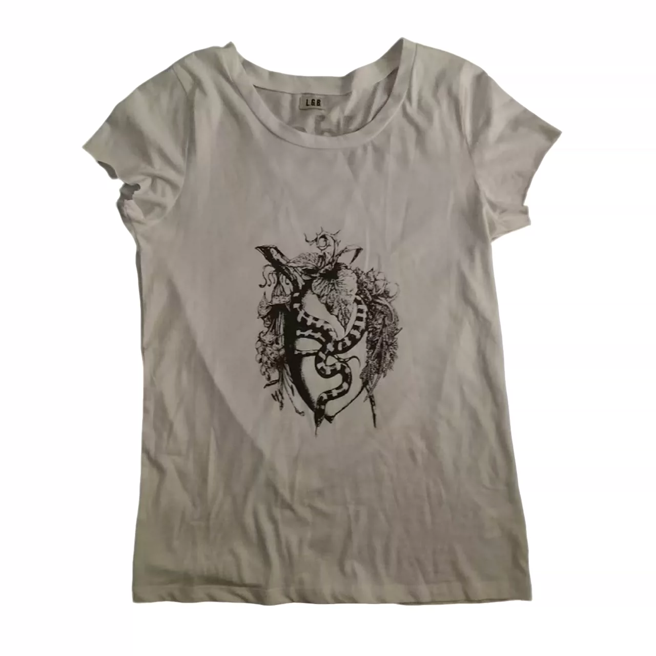 LGB Japanese snake fruit printed short sleeved T-shirt with street punk art style