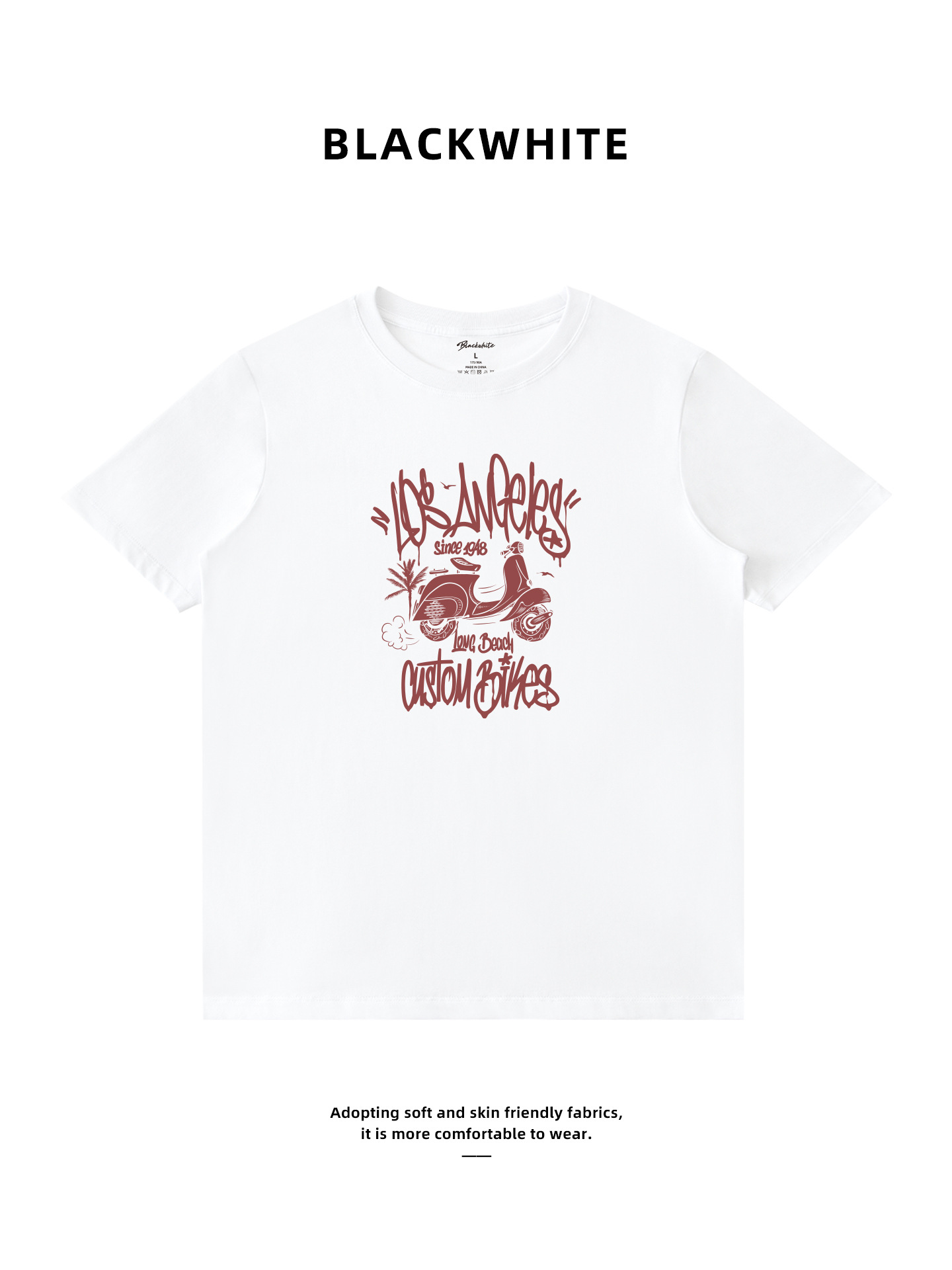 American Retro Motorcycle Print T-Shirt for Men, Heavyweight High-Quality Unisex Style, Available for Tiktok Live Streaming, Physical Retail, and Foreign Trade 262