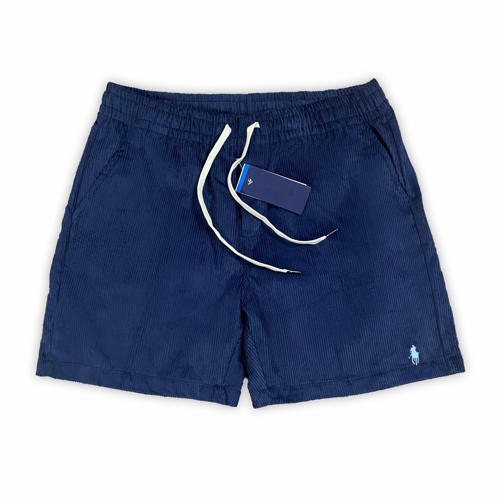 Summer Casual Straight-Leg Knee-Length Shorts for Men and Women, Old Money Style with Embroidered Pony Logo Pattern, Corduroy Casual Shorts QC-foto från 1688 på Qualit.ly