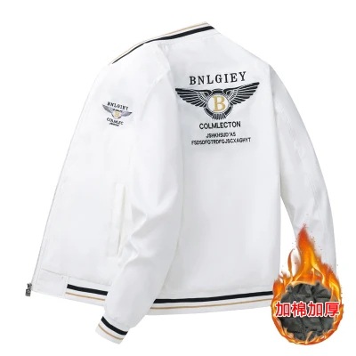 Jacket Men's Autumn and Winter High-end Casual Baseball Suit Bentley Embroidered Slim-fit Cotton Thickened Cold-resistant Warm Jacket