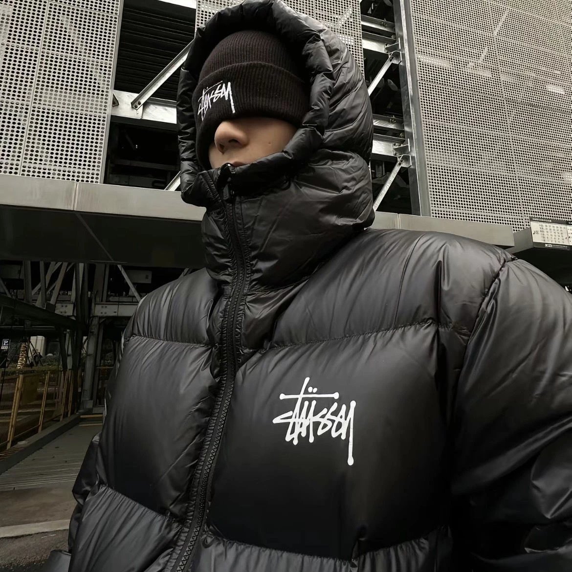 Stussy Puffer Jacket and Beanie Set