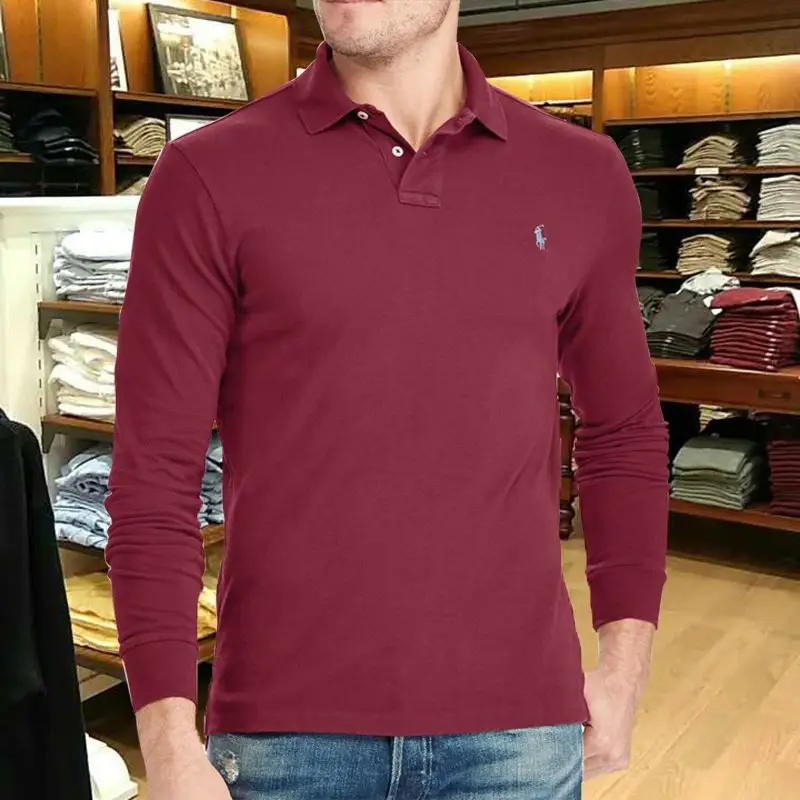美国Ralph Lauren春秋款拉夫劳伦男POLO衫翻领长袖休闲纯棉T恤衫